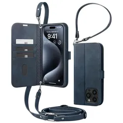 Spigen Wallet S Plus Entworfen fur iPhone 15 Pro Hulle (Apple iPhone 15 Pro), Smartphone Hülle, Blau