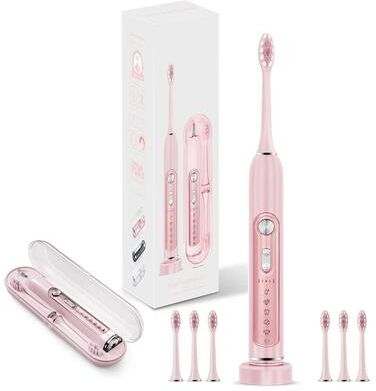 Uplifted Finds Subort S7 Sonic Electric Toothbrush Rechargeable With Smart Timer And Replaceable Heads pink With Case