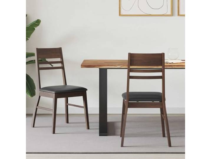 HGPOTUY Esszimmerstühle 2er Set Massives Gummiholz Hellbraun Moderner Minimalismus, Ergonomische Rückenlehne, Quadratische Beine, Pflegeleicht, Vielseitig Einsetzbar