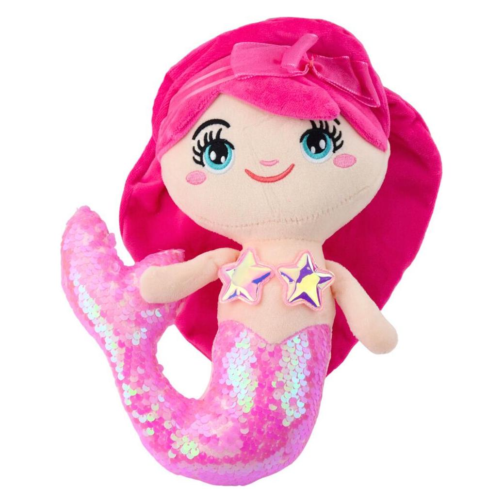 Lean Toys Plüsch Meerjungfrau Kuscheltier Schwanz Pailletten Hellrosa 28cm (28 cm) (65614290)