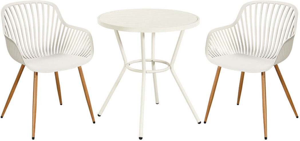 Dakota Fields 3-Piece Bistro Garden Set with Round Metal Table & Armchairs Off-White