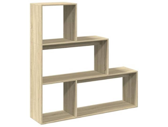 GHVBNMF Stufenregal Raumteiler Sonoma-Eiche 123x29x123 cm Treppenförmiges Standregal für Wohnzimmer und Schlafzimmer mit variabler Ausrichtung und 50 kg Belastbarkeit.