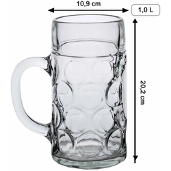 Maßkrug ISAR 1,0 l mit Eichung - Stammtisch
