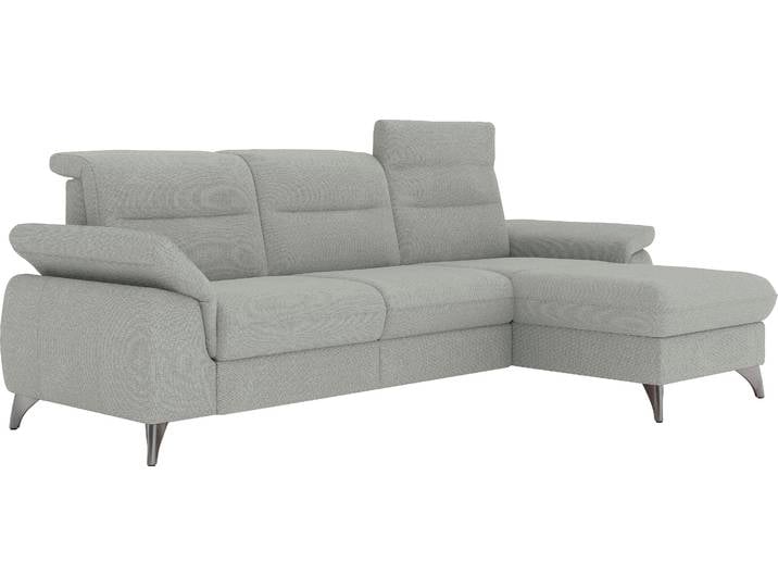 Ecksofa, Flachgewebe, Hellgrau, 260×175 cm, Mit Relaxfunktion & Armlehnenverstellung, sit&more