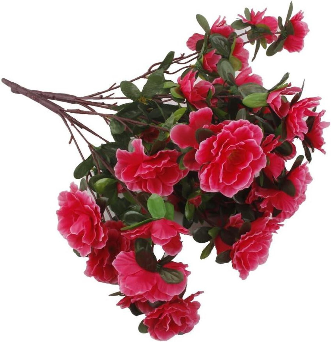 Nep Azalea Kunstbloemen - Kunstboeket met 29 takken - Rozerood - 37 cm lengte