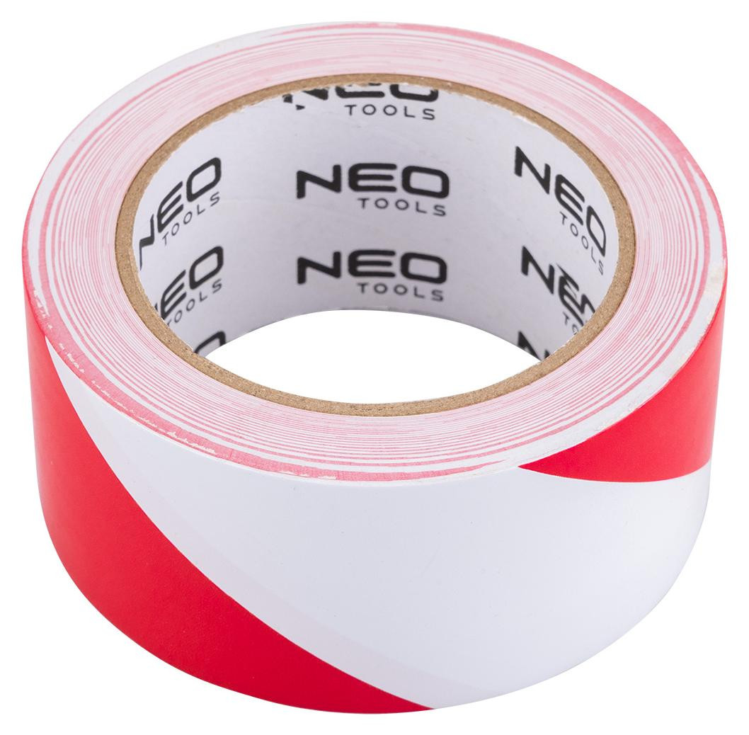 Neo Tools Waarschuwingslint, zelfklevend, rood-wit, Breedte: 5 cm, Lengte: 33 m