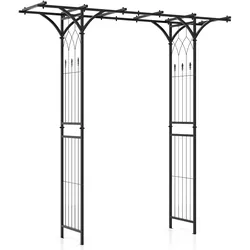 COSTWAY Rosenbogen aus Metall, Gartenbogen für Kletterpflanzen, Rosenrankgitter