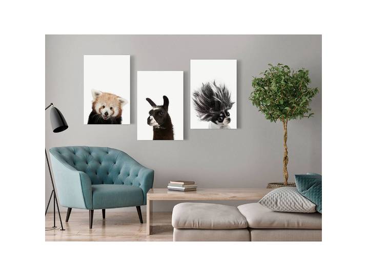Tableau déco Friendly Animals Collection Lin Blanc 60 x 30cm