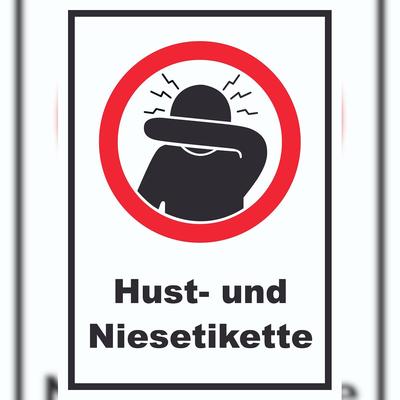 HB-Druck Husten und Niesetikette beachten Symbol und Text Schild A6 (105x148mm)