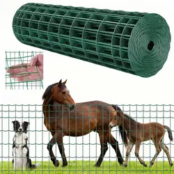 VEVOR Gartenzaun, 1x25 m, Maschenweite 5,08x10,16 cm,  φ2,1 mm, verzinkter Stahldraht, Viehzaun geeignet für Rinder, Schweine & Schafe, vinylbeschichteter Weidezaun für Tiergehege, Käfige, grün