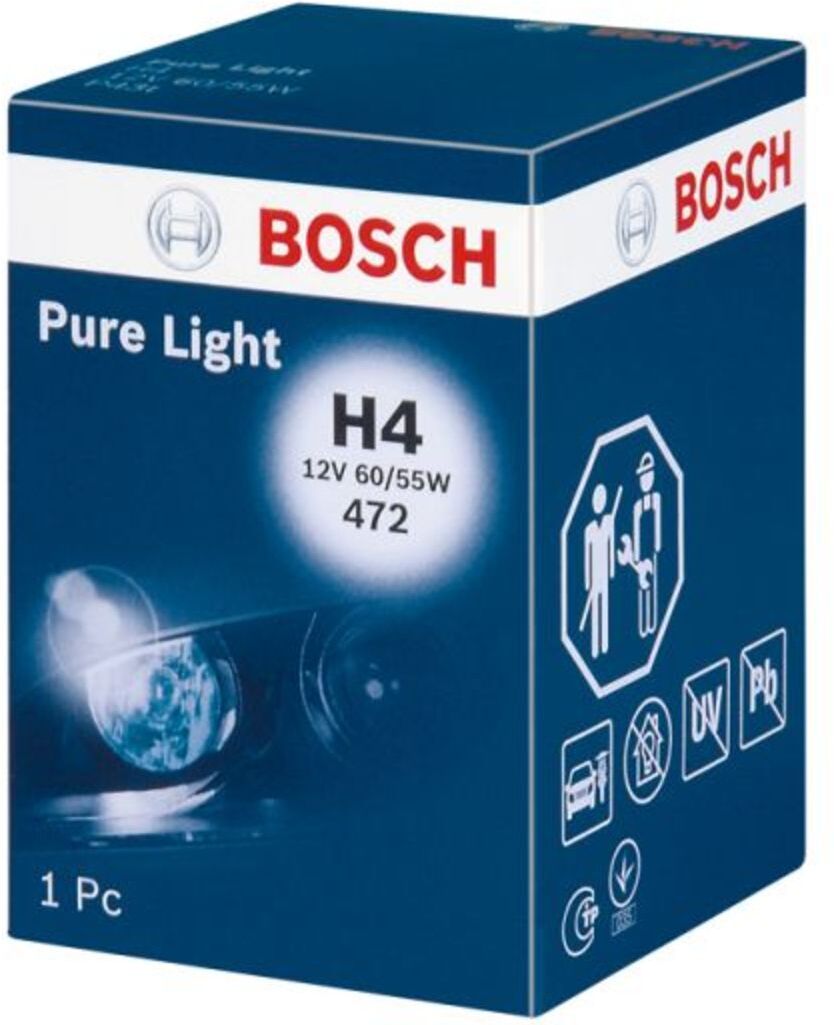 Glühlampe Halogen BOSCH H4 Pure Light 12V, 60/55W, 1 Stück