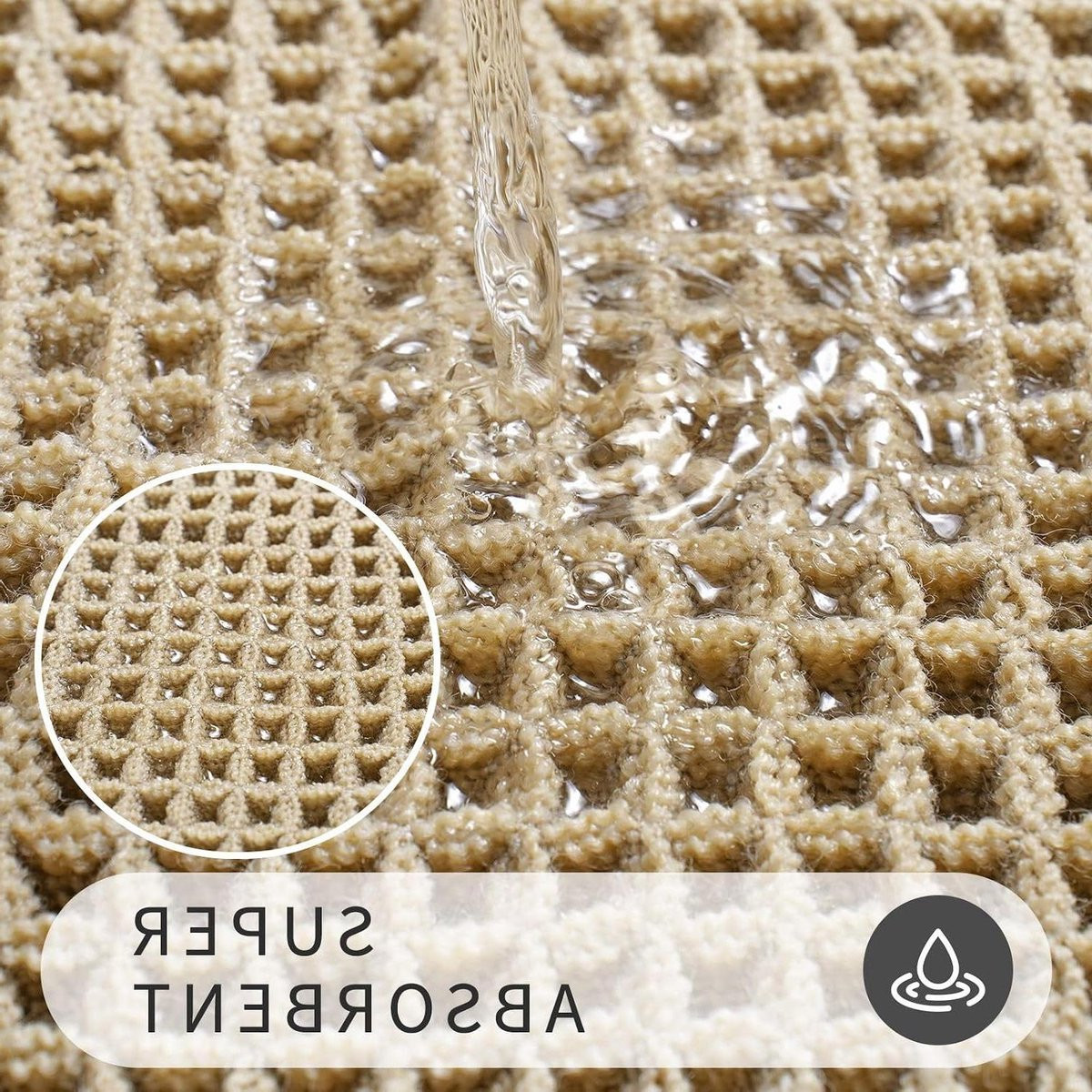 Wafel Badmat Antislip Mat Donker Kaki 61 x 43 cm