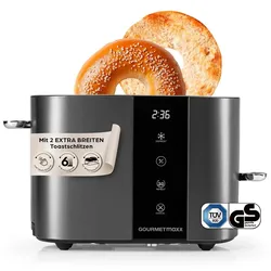 GOURMETmaxx Toaster, 2 Scheiben - 6 Bräunungsgrade, Touchscreen, Brötchenaufsatz