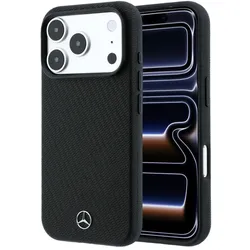 Mercedes Case Grill Pattern and Card Wallet Leather MagSafe for iPhone 18 Pro / 17 Pro black (Apple iPhone 17 Pro, Apple iPhone 18 Pro), Smartphone Hülle, Schwarz