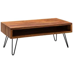 KADIMA DESIGN Couchtisch 100x40x50 cm Sheesham Massivholz / Metall Sofatisch, Design Wohnzimmertisch Rechteckig, Kaffeetisch Massiv, Großer Tisch