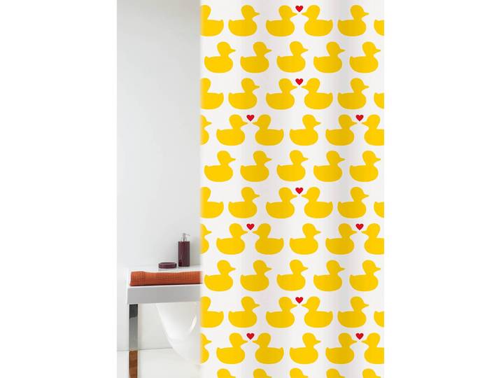 Rideau de douche Happy Spring Polyester PVC Jaune 180 x 200cm