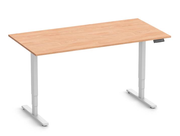 FOKUS Gestell Weiß, Tischplatte 1600 x 800 x 19 mm Buche