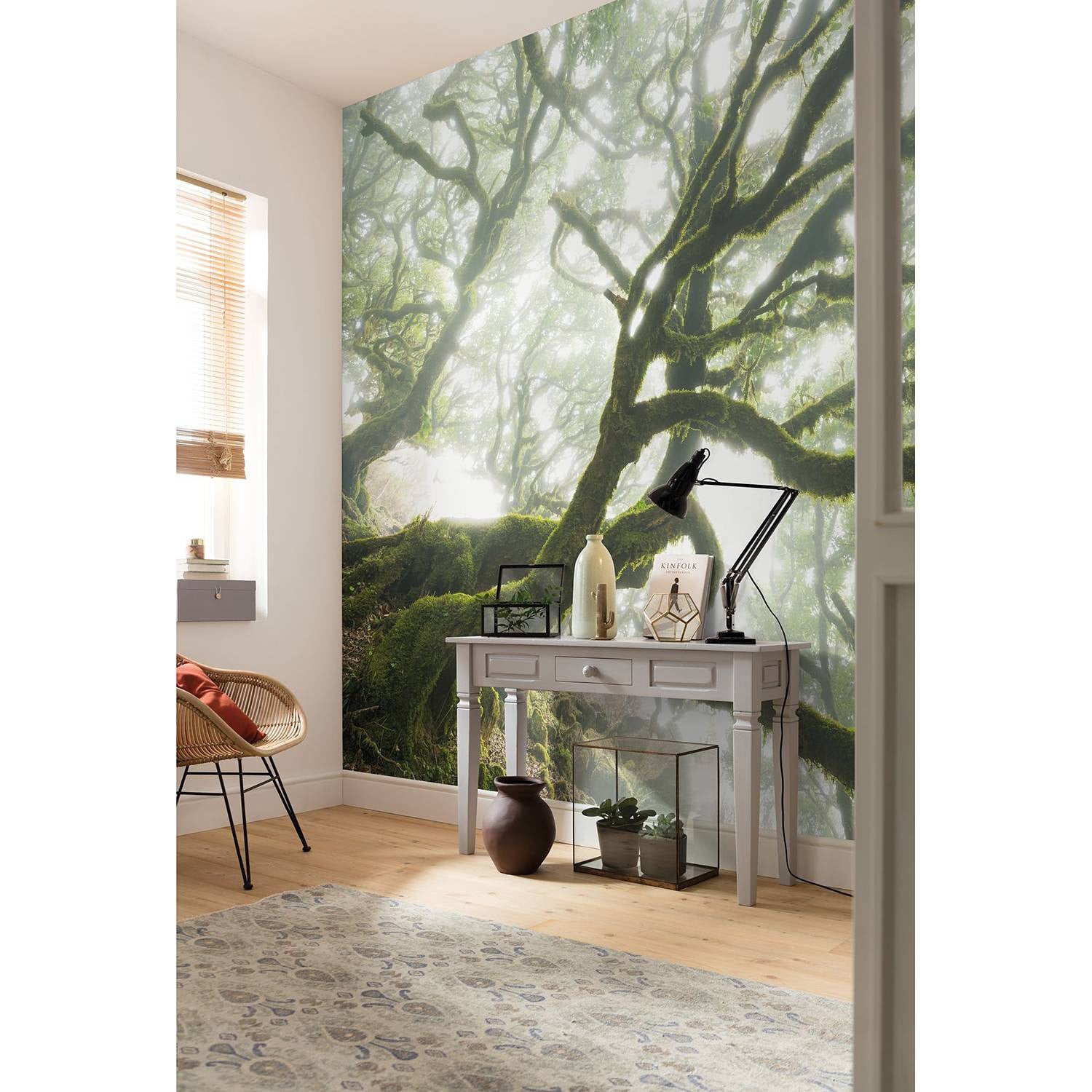 home24 Fotobehang The Forgotten Forest, Groen/Wit, Breedte: 400 cm, Hoogte: 250 cm