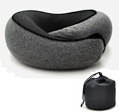 Lush Living Finds Memory Foam Travel Neck Pillow, U shaped Snail Style Neck Support, Adjustable Portable Soft Noon Break Sleep Pillows dark Black