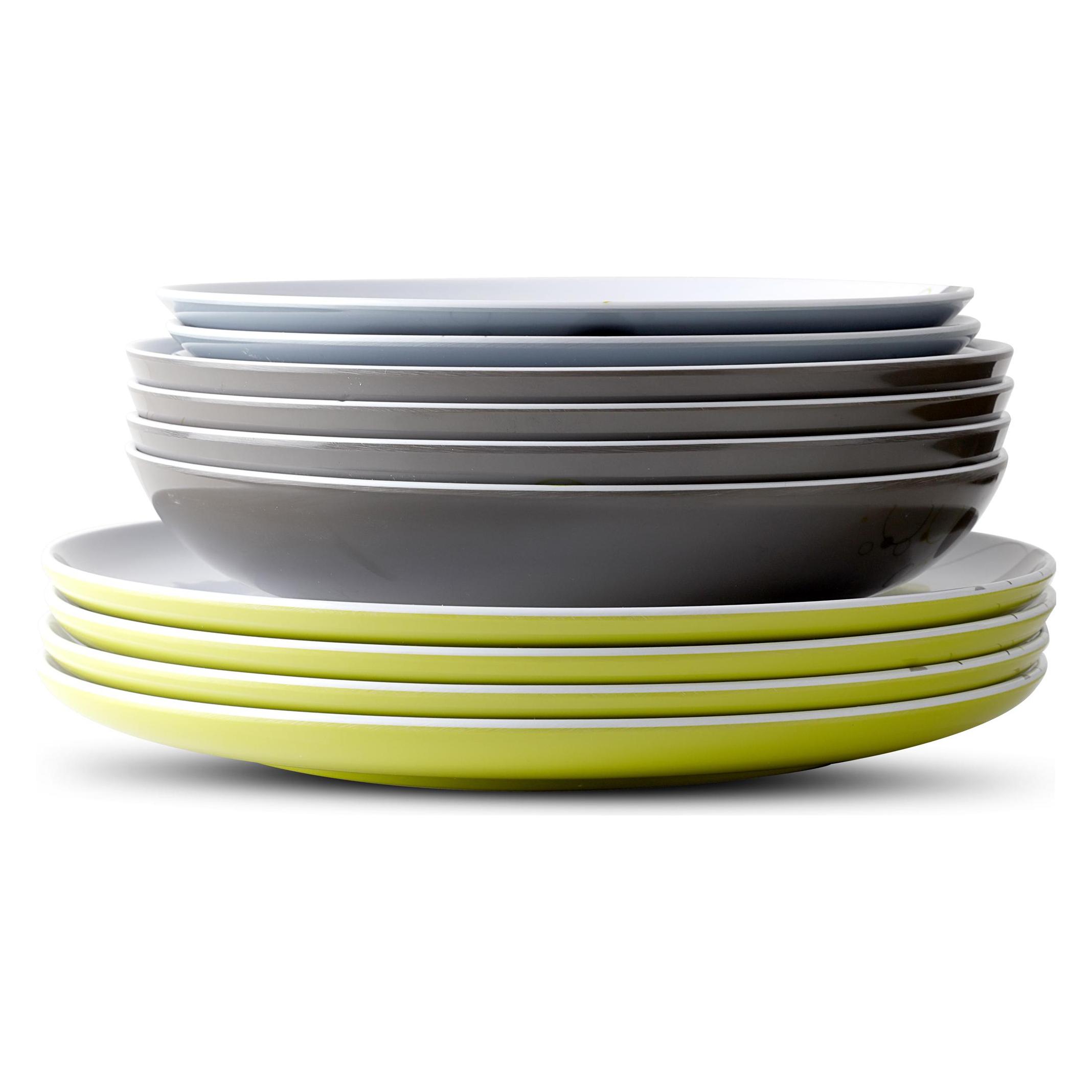 Brunner 0830155N.C7B Geschirr-Set Space 16 tlg., Weiss/Grau/Grün (0830155N.C7B)