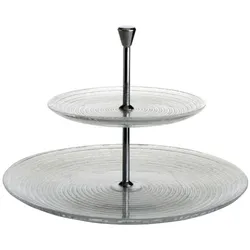 Avet Tortenständer 2 Etagen aus klarem Glas, Tabletts von 32 und 21 Zentimetern, Kollektion Starlight DK3140-PLS