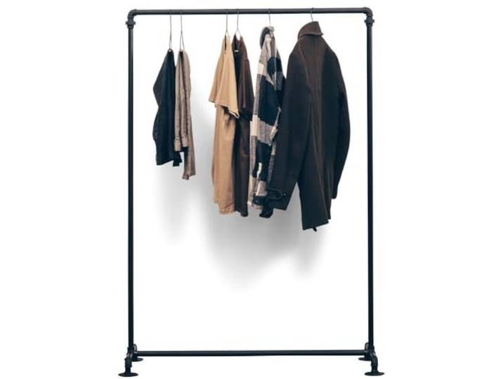 RSR Hangers Kleiderständer Industrial Design freistehend Schwarz begehbarer Kleiderschrank Kleiderstange Garderobe Industrie H:114 cm x B:106 cm