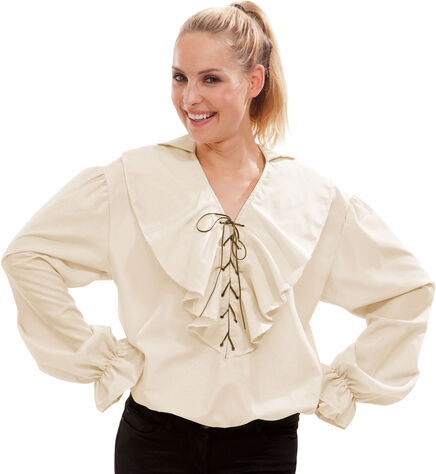 Damen-Rüschenbluse, beige