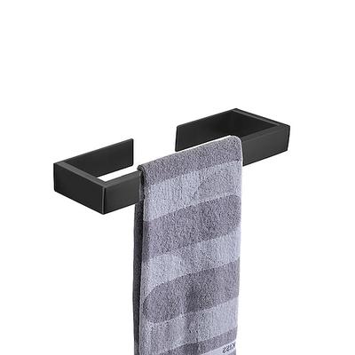 Badezimmer-Accessoire-Set, selbstklebende mattschwarze Edelstahl-Hardware umfasst Kleiderhaken, Handtuchhalter, Handtuchhalter, Toilettenpapierhalter, für Zuhause und Hotel