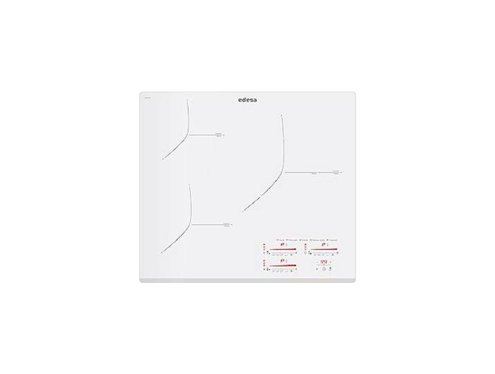Edesa EIMS-6330 B WH Induktionskochfeld, weiß, mit Frontschräge und 3 Kochstrahlern, Bedienfeld Typ Multi Slider Touch, 9 Stufen + Booster Breite 52 cm, maximale Leistung 7,1 W, Weiß