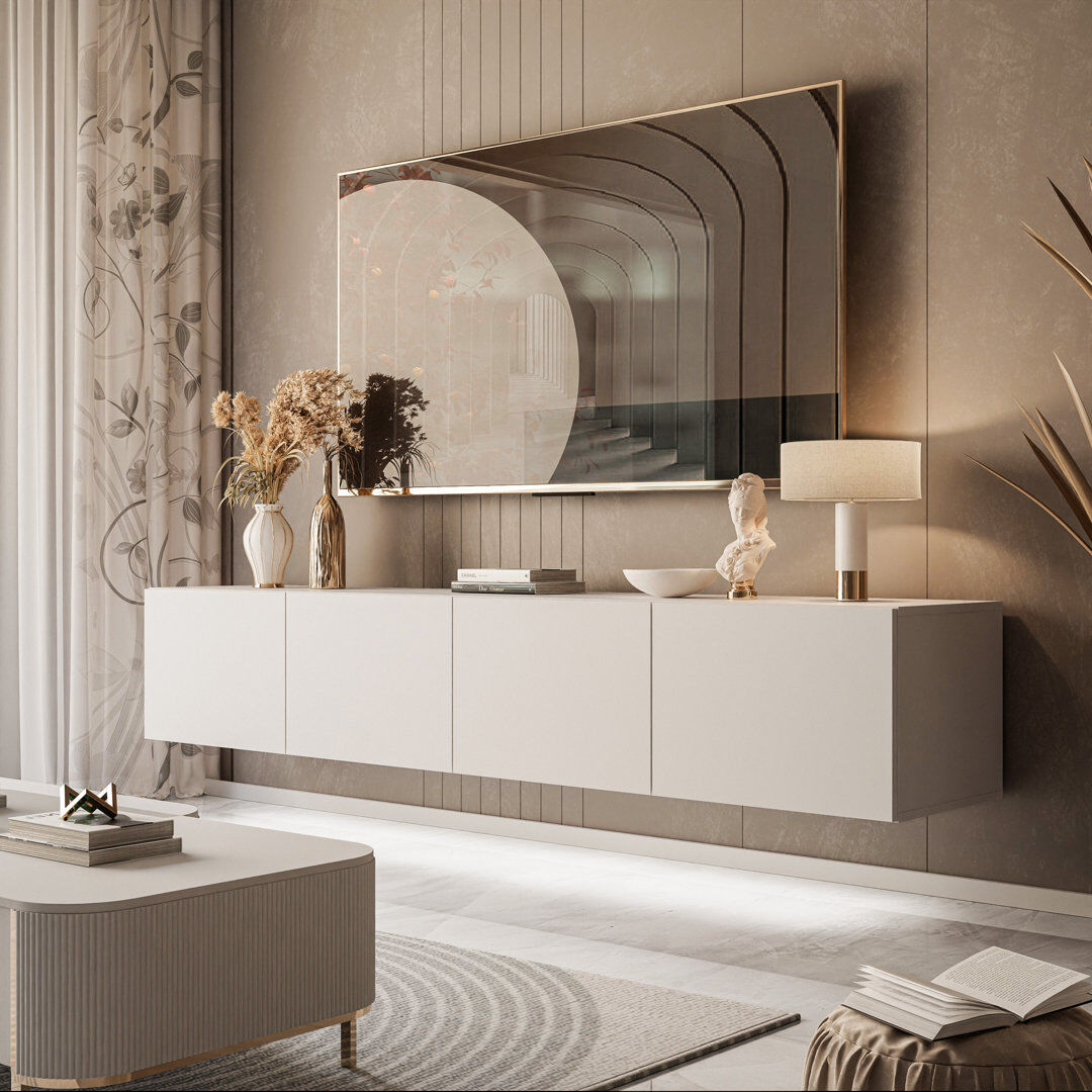 George Oliver Wall-mounted TV cabinet Forance Cashmere, 200 cm Cashmere
