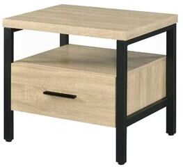 Simple Relax Wood Nightstand with a Drawer in Oak and Black Finish