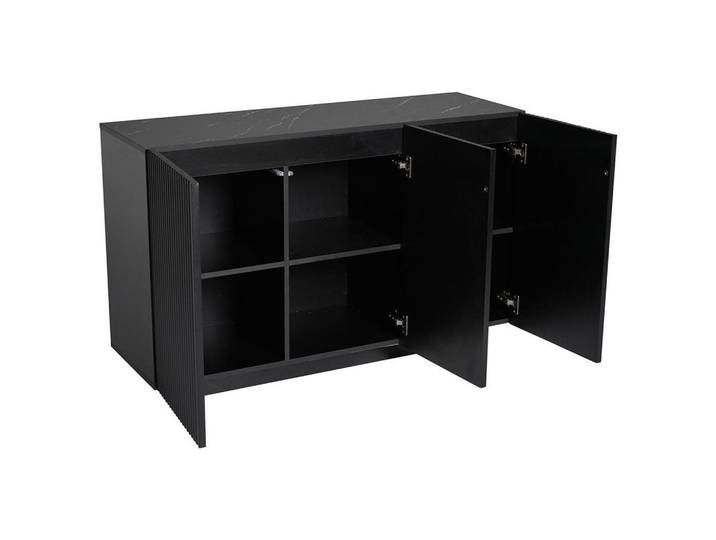 Komhtom Sideboard mit Beleuchtung in Schwarz, Holz, Mode, 40x75x120 cm, Kleinmöbel, Kommoden, Sideboards