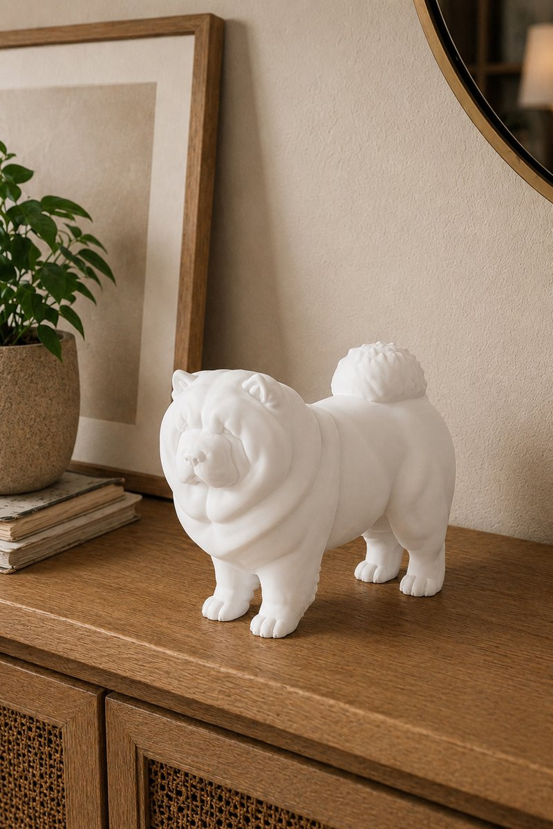 Chow Chow Hondenbeeldje Decoratief Wit 3D-geprint