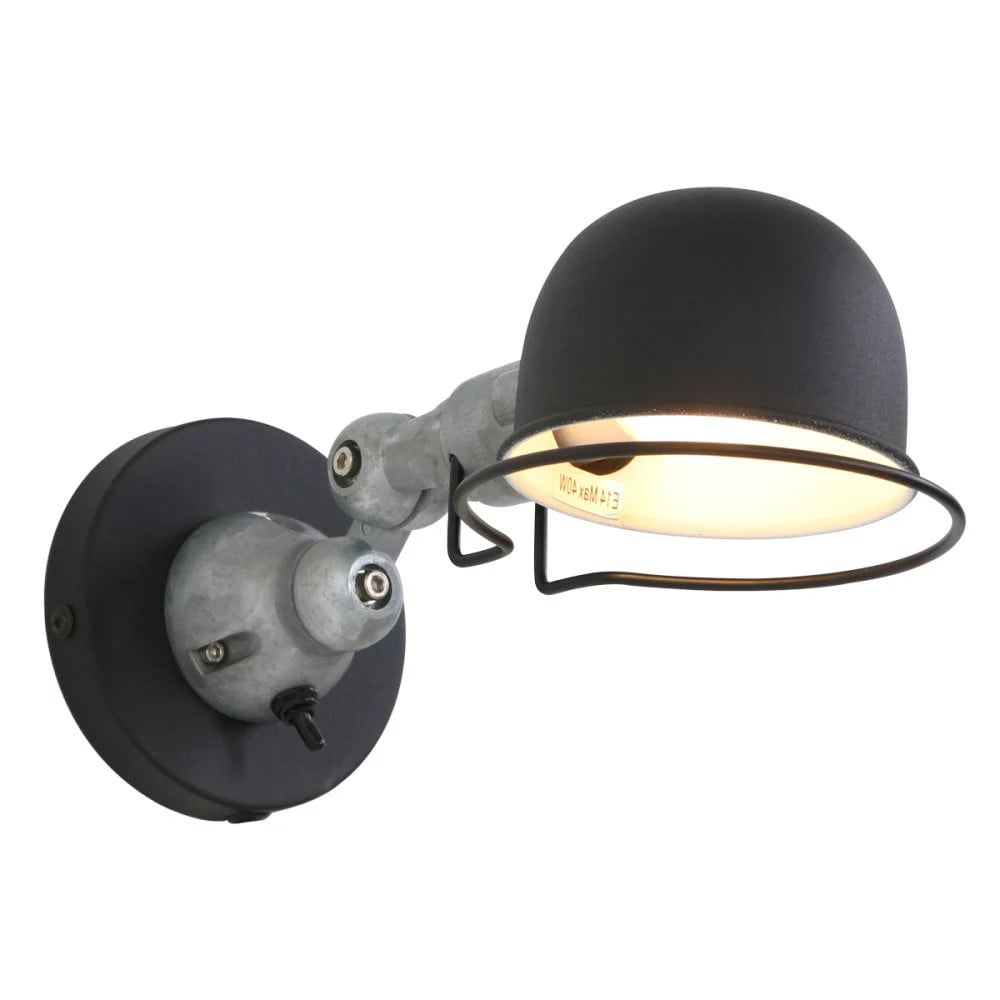Mexlite Wandlamp Davin Zwart Aluminium E14 Modern Verstelbaar