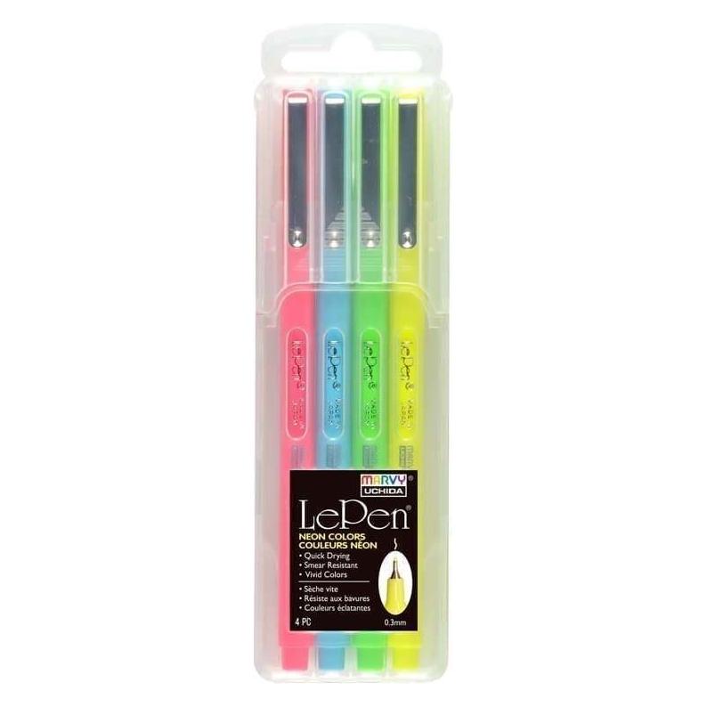 Uchida MARVY stylische Stifte mit dünner Spitze Le Pen Neon, 4 Farben (4x) (33311629)