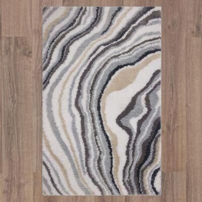Mohawk Rug & Textiles Serpentine Rectangle Bath Rug Gray, 45 x 27, Gray
