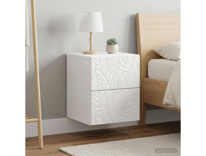 YUTAASU Wandmontierter Nachttisch 2 STK Hochglanz Weiß 2 Schubladen, Kompaktes Design, Robust, Für Schlafzimmer, Moderne Optik