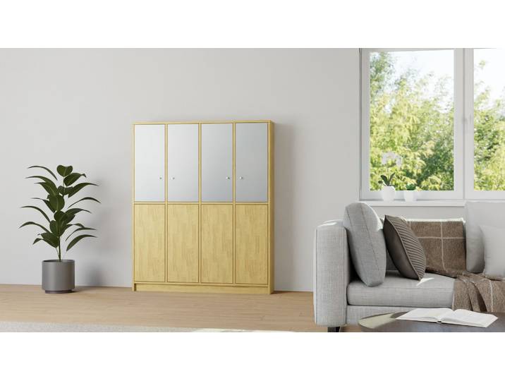 Esszimmerschrank mit Glastüren Eiche Natur geölt