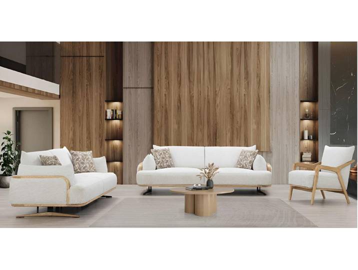 JVmoebel Sitzgruppe Skandinavisches Sofa und Sessel Set für stilvolles Wohnzimmer, (3-tlg)