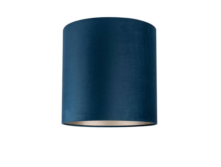 Leuchtenschirm Velour, Dunkelblau, Metall, zylindrisch, E27, 35 cm, Lampen & Leuchten, Innenbeleuchtung, Lampenschirme