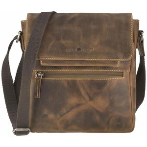 Greenburry Umhängetasche Vintage, 1650C, Echt Leder, braun, 4 Fächer, 24 x 26 cm