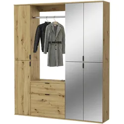 GARDEROBEN-SET Eiche Artisan 152 cm, Komplettset mit Spiegel