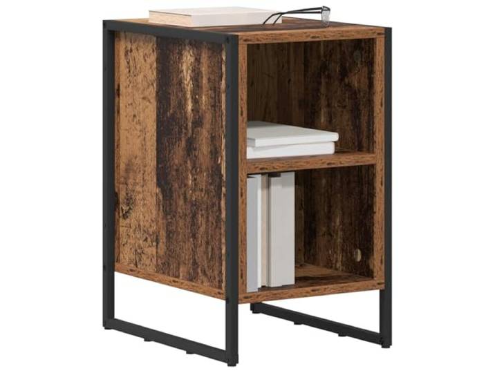 KTHLBRH Nachttisch 2 Stück Altholz 39,5 x 30 x 50 cm Stahlbeine, freistehendes Design, einfache Wartung, industrieller Stil für Schlafzimmer