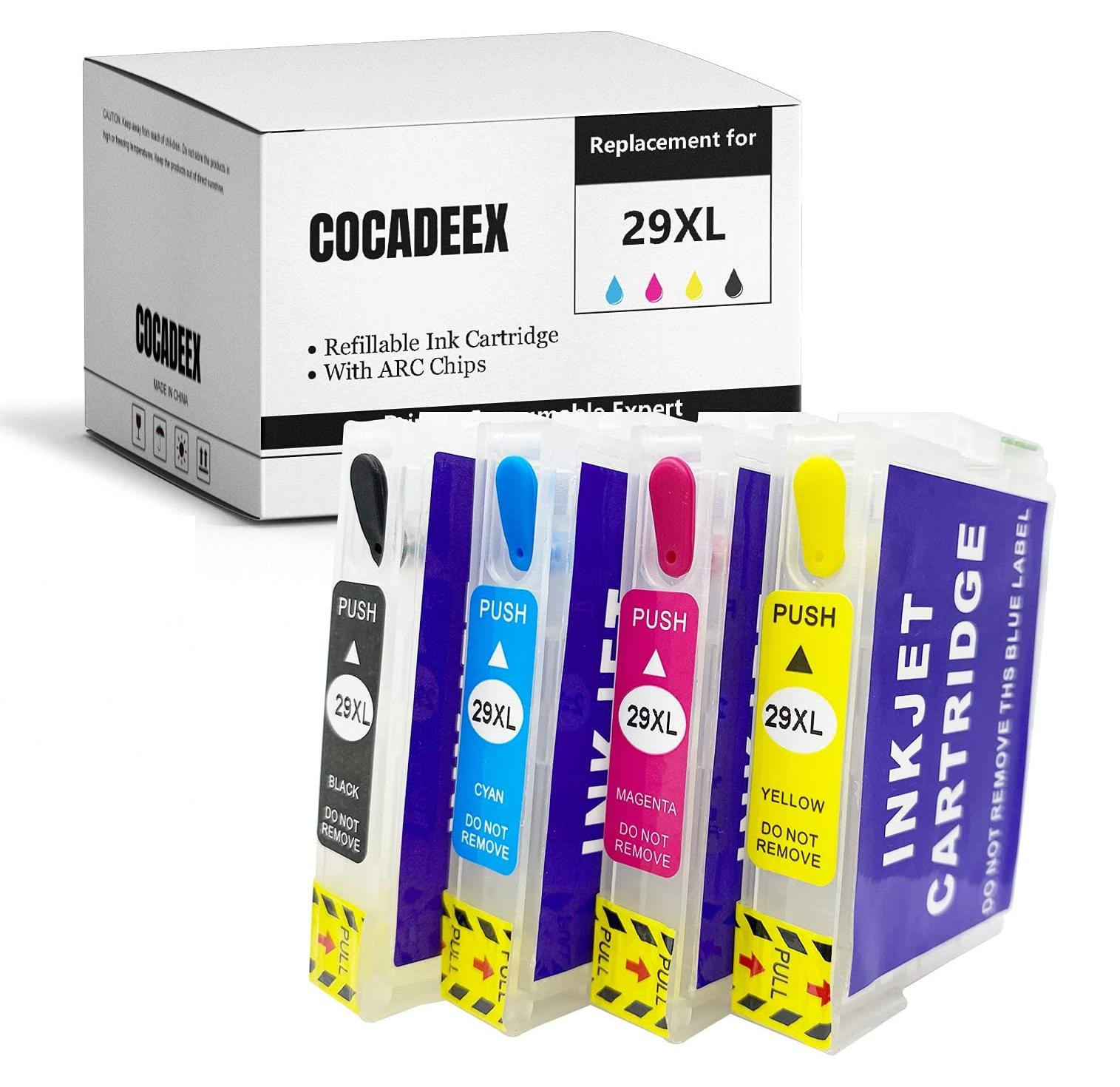 Set van 4 navulbare inktcartridges 29XL voor Epson Expression Home printers