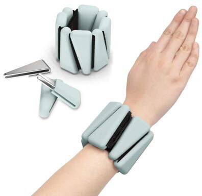 Inspired Living FlexFit Silicone Wrist Weights Adjustable Fitness Bands For Yoga, Walking & Strength Training 2pcs light Gray