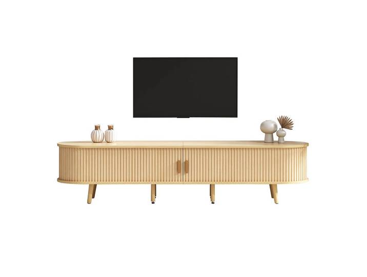 Komhtom Tv-Ständer in Eiche farben mit Stauraum, Naturfarben, Holz, Mode, 40x42x175 cm, Wohnzimmer, TV Möbel, Lowboards, Lowboards stehend
