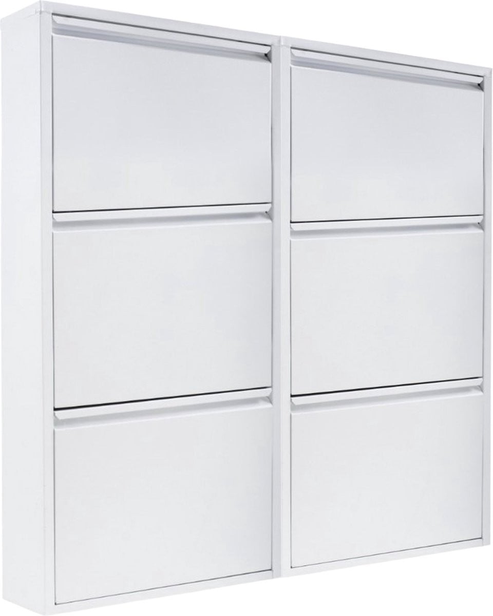 Naturn Living Metalen schoenenkast set van 2, Mat wit, B/D/H: 108 x 103 x 17 cm