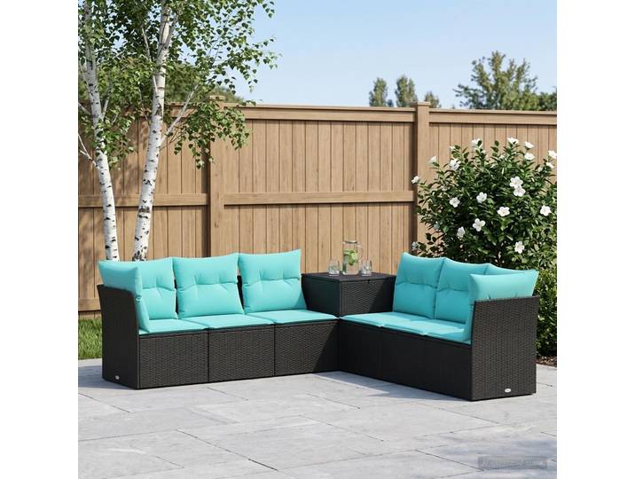 vidaXL Sofa Set 7 stk. Schwarz und Blau 234 x 234 x 85 cm