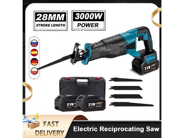 3000W 10000SPM scie alternative électrique tronçonneuse électrique scie sabre outil sans fil Portable avec 4 pièces lame pour batterie 21V