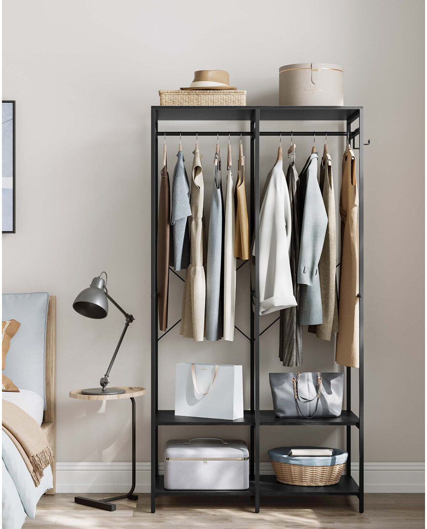Borough Wharf Alfonsina 95cm Industrial Pipe Clothing Rack Rustic Brown